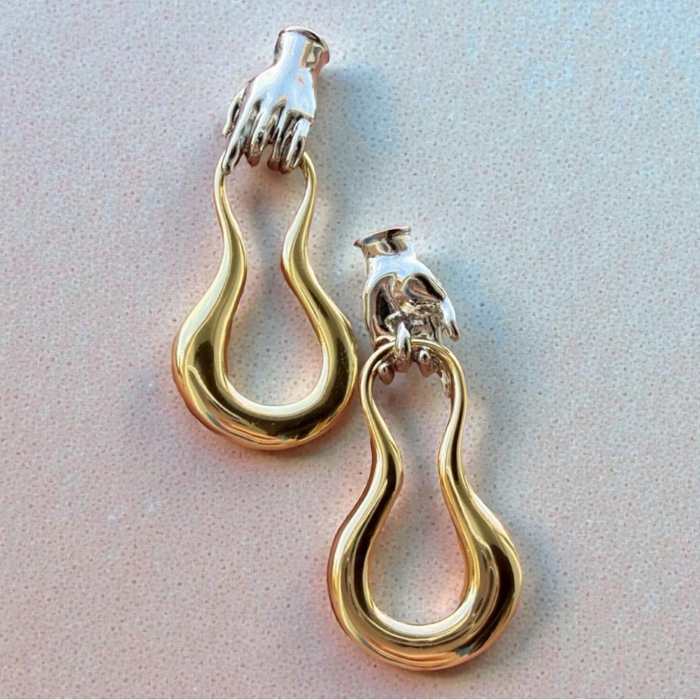 Golden Grip Hand Drop Earrings